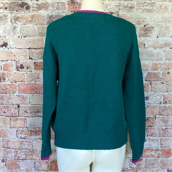 Code x Mode TRES CHIC Pullover Knit Sweater Teal & Purple Sz Medium - Picture 5 of 10